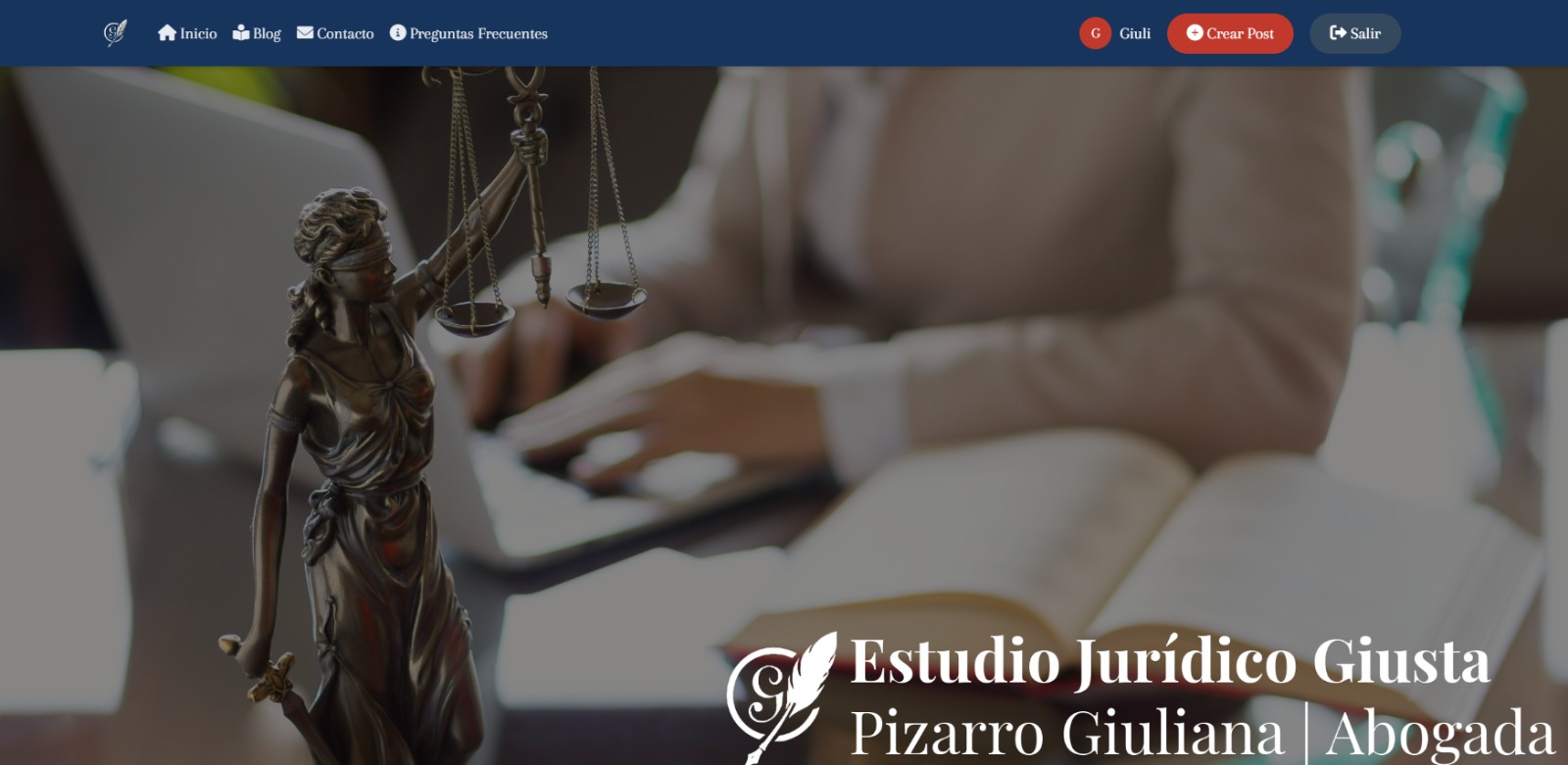 Captura de pantalla del sitio web del Estudio Jurídico Giusta